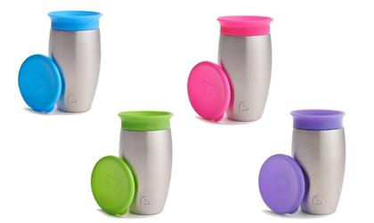 Imagem de Copo Térmico Inox 360 Com Tampa - ROSA - 296ml - Munchkin