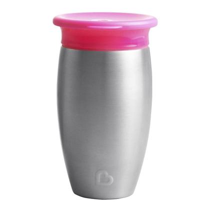 Imagem de Copo Térmico Inox 360 Com Tampa - ROSA - 296ml - Munchkin