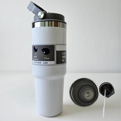 Imagem de Copo Térmico Inox 800ml Alça Canudo com Tampa Antivazamento