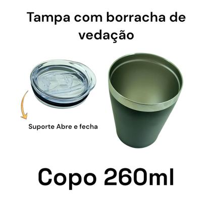 Imagem de Copo Térmico Inox Anti Vazamento Com Tampa Chopp Cerveja Café Bebidas 260ml