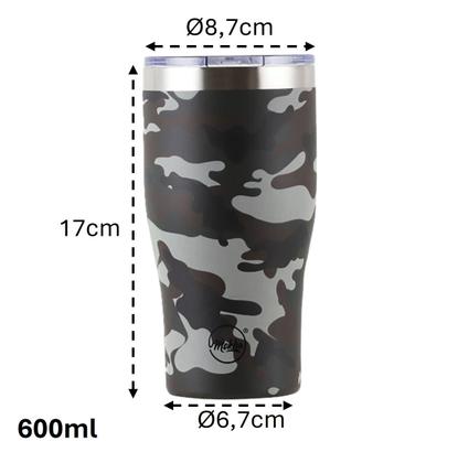 Imagem de Copo Térmico Inox com Tampa Camuflado Shapy Militar 600ml Vácuo - MG-013-M Mokha