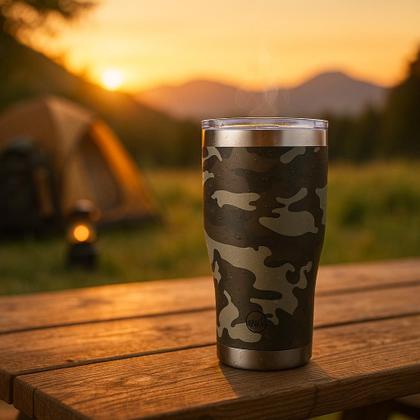 Imagem de Copo Térmico Inox com Tampa Camuflado Shapy Militar 600ml Vácuo - MG-013-M Mokha