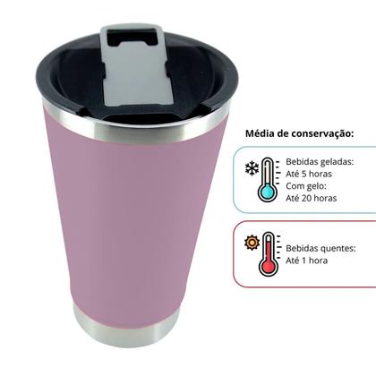 Imagem de Copo Térmico Inox de Cerveja Café Chá Com Tampa Conservável Frio ou Quente 473ml 030