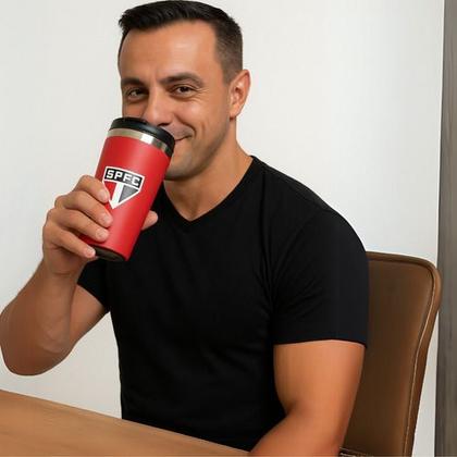 Imagem de Copo Térmico Inox Emborrachado Times Oficiais 450ml Brasfoot