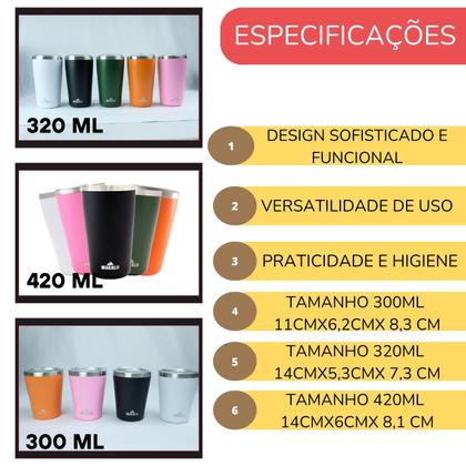 Imagem de Copo Térmico Inox Makalu com Tampa Bebidas Quente e Fria