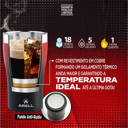 Imagem de Copo Térmico Inox Para Cerveja Café Bebidas Red Black 500 Ml