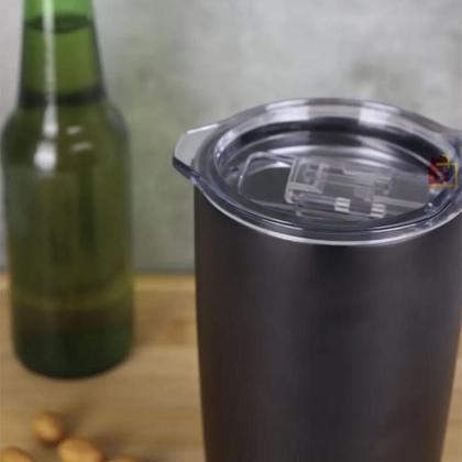 Imagem de Copo Térmico Inox Preto Com Tampa 600ml Liso Gelado Quente