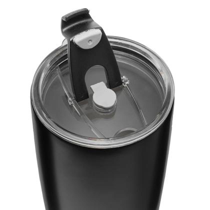 Imagem de Copo Térmico Inox Preto Com Tampa 600ml Liso Gelado Quente