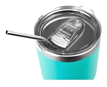 Imagem de Copo Térmico Inox Siluet 850ml 2 Canudo Escova NTK Turquesa
