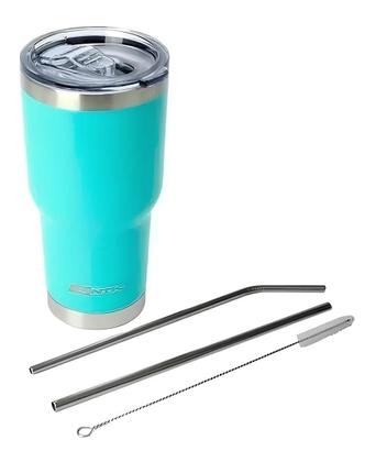 Imagem de Copo Térmico Inox Siluet 850ml 2 Canudo Escova NTK Turquesa