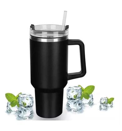 Imagem de Copo Térmico Inoxidável 1200ml Canudo Tampa Alça Bebidas Café Água