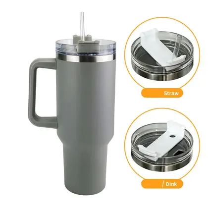 Imagem de Copo Térmico Inoxidável 900ml 1200ml Canudo Tampa Alça Bebidas Café Água
