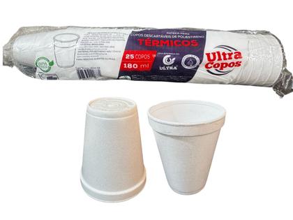 Imagem de Copo térmico Isopor p/ café, chá e caldos 180ml 25 unidades