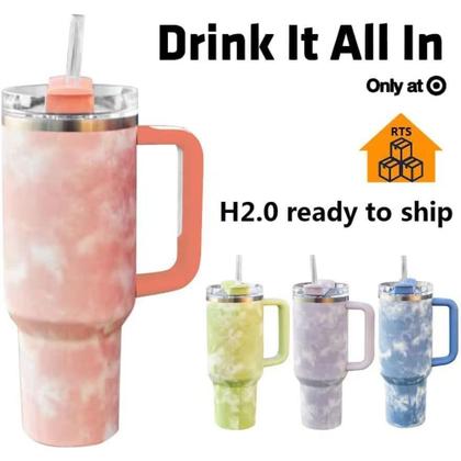 Imagem de Copo Térmico Marmorizado com Alça e Canudo Retrátil 1,2L Aço Inoxidável Isolamento Térmico