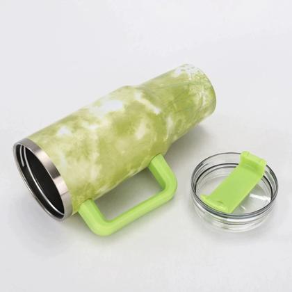 Imagem de Copo Térmico Marmorizado Inox Garrafa Com Alça Canudo 1200ml