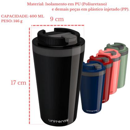 Imagem de Copo Térmico Minas 400 ML com Tampa Parede Dupla Multiuso Squeese Unitermi Café Chá Suco Leite Água