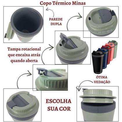 Imagem de Copo Térmico Minas 400 ML com Tampa Parede Dupla Multiuso Squeese Unitermi Café Chá Suco Leite Água