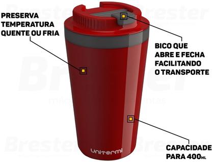 Imagem de Copo Térmico Minas Parede Dupla Com Tampa Para Café Água Chá Quente E Frio 400ml Unitermi 