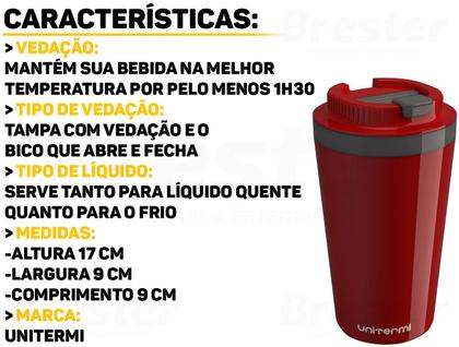 Imagem de Copo Térmico Minas Parede Dupla Com Tampa Para Café Água Chá Quente E Frio 400ml Unitermi 