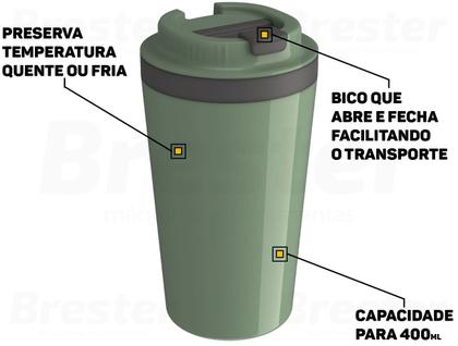 Imagem de Copo Térmico Minas Parede Dupla Com Tampa Para Café Água Chá Quente E Frio 400ml Unitermi 