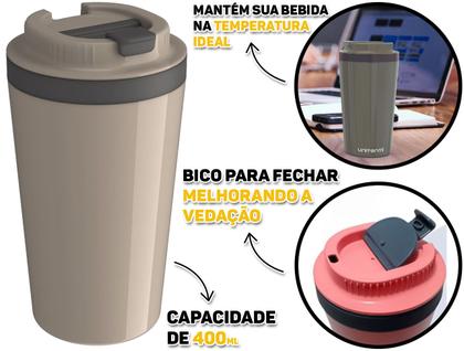 Imagem de Copo Térmico Minas Parede Dupla Com Tampa Para Café Água Chá Quente E Frio 400ml Unitermi 