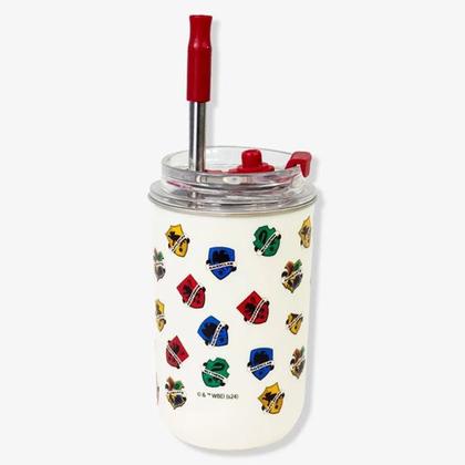 Imagem de Copo Térmico Neo Com Canudo 300ML Harry Potter - Brasões de Hogwarts - Casas de Hogwarts - Zona Criativa - 1006010