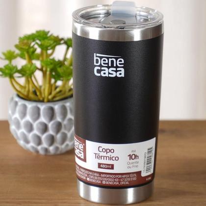 Imagem de Copo Térmico Para Bebidas 480ml Vedação à Vácuo Preto