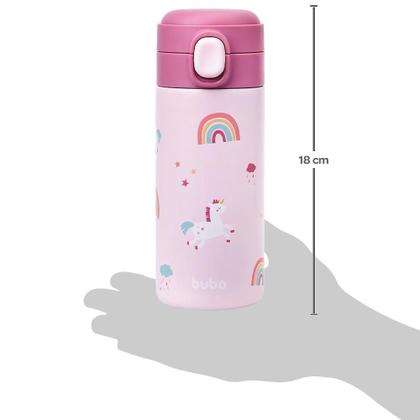 Imagem de Copo Térmico Parede Dupla Buba Magic Dino Rosa