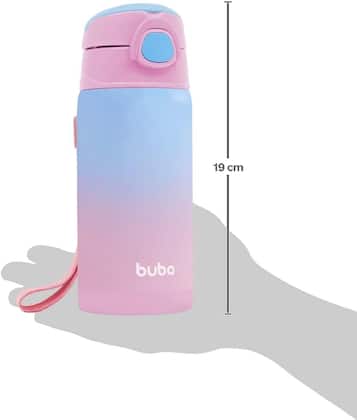 Imagem de Copo Térmico Parede Dupla c/ Canudo 400ml Degradê Rosa -Buba