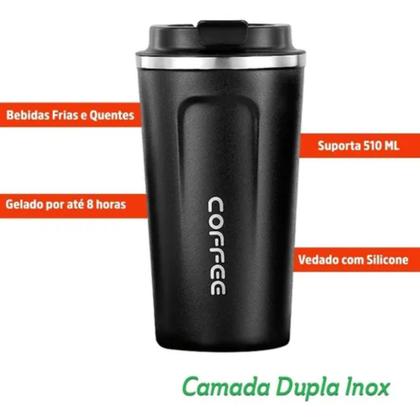 Imagem de Copo Térmico Parede Dupla Em Aço Inox Coffee 510ml Premium 025