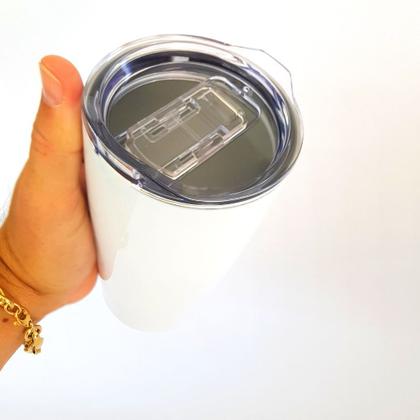 Imagem de Copo Térmico Parede Dupla Inox Branco com Tampa