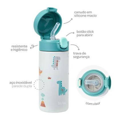 Imagem de Copo Térmico Parede Dupla Magic Dino c/ Canudo 320ml - Buba