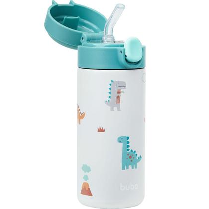Imagem de Copo Térmico Parede Dupla Magic Dino Canudo 320ml Verde Buba