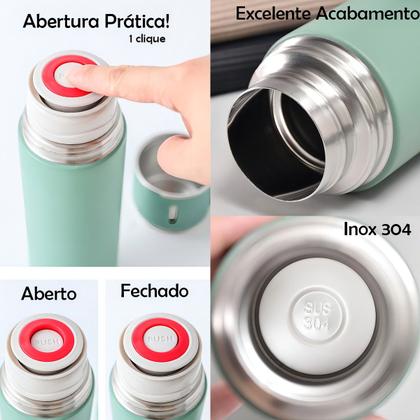 Imagem de Copo Térmico Preto Fosco Inox 500ml Portátil Resistente e Durável