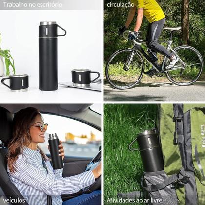 Imagem de Copo Térmico Preto Fosco Inox 500ml Portátil Resistente para Café e Chá