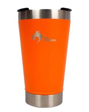 Imagem de Copo termico quente e frio com tampa 473ml laranja - fox stainless