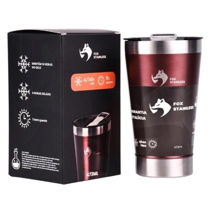 Imagem de Copo termico quente e frio com tampa 473ml vinho - fox stainless