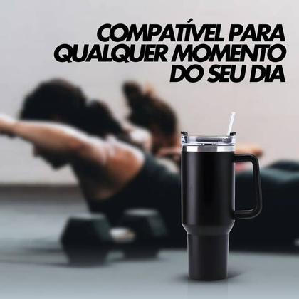 Imagem de Copo Térmico Rosa Pink 1200ml com Canudo e Parede Dupla