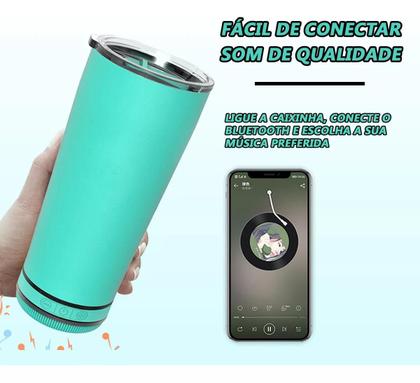 Imagem de Copo Térmico Tampa Abridor Caixa Som Bluetooth 420ml Led