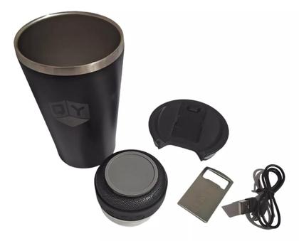 Imagem de Copo Térmico Tampa Abridor Caixa Som Bluetooth 420ml Led