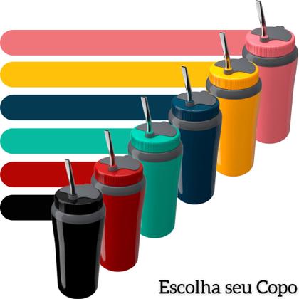 Imagem de Copo Térmico Tereré 650ml Com Tampa e Bomba Canudo Inox