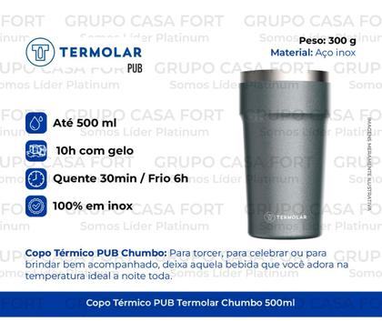 Imagem de Copo Térmico Termolar De Bebidas Geladas / Quente 500ml Pub Prata