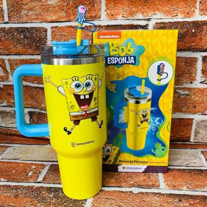 Imagem de Copo Térmico Tumbler Com Pingente Bob Esponja - 1,5 Litro