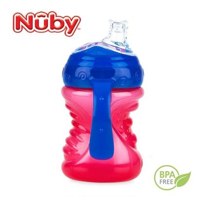 Imagem de Copo Transição Nuby Antivazamento Com Alça E Bico De Silicone 240ml - Vermelha