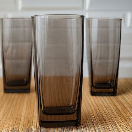 Imagem de Copo Vidro 320ml Suco água BALI jogo com 6 Cinza