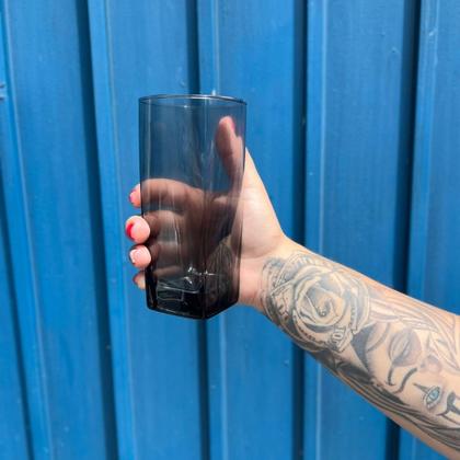 Imagem de Copo Vidro 320ml Suco água BALI jogo com 6 Cinza