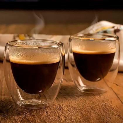 Imagem de Copo Vidro Duplo Café Expresso Shot Flutuante 2 Peças 100ml