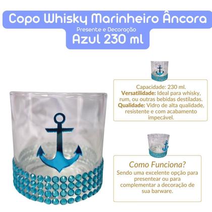 Imagem de Copo Whisky Marinheiro Âncora Azul 230 Ml