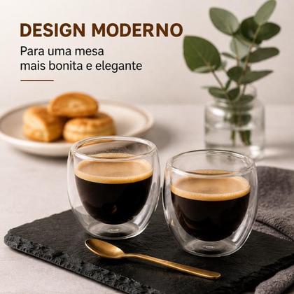 Imagem de Copo xícara de café parede dupla kit com 6 unidades 90ml