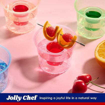 Imagem de Copos Bomber descartáveis JOLLY CHEF 500 120mL de plástico azul/laranja/rosa/verde